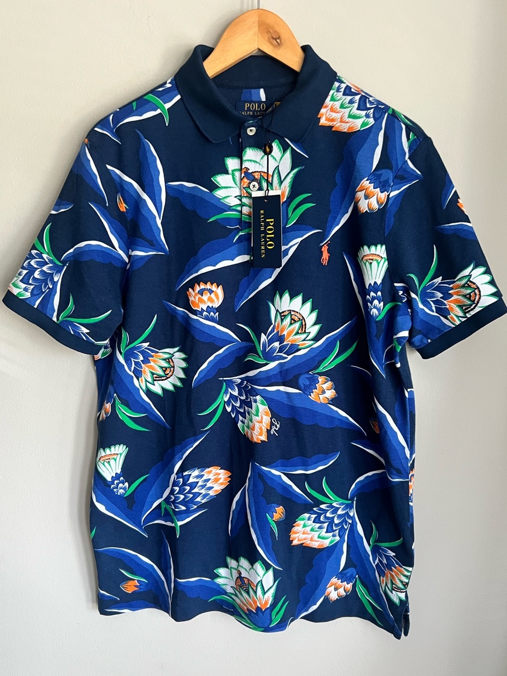 POLO RALPH LAUREN Men’s Classic Fit Floral Mesh Polo Short Sleeve Shirt M